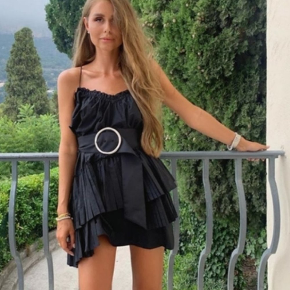 Zara Belted Black Dress